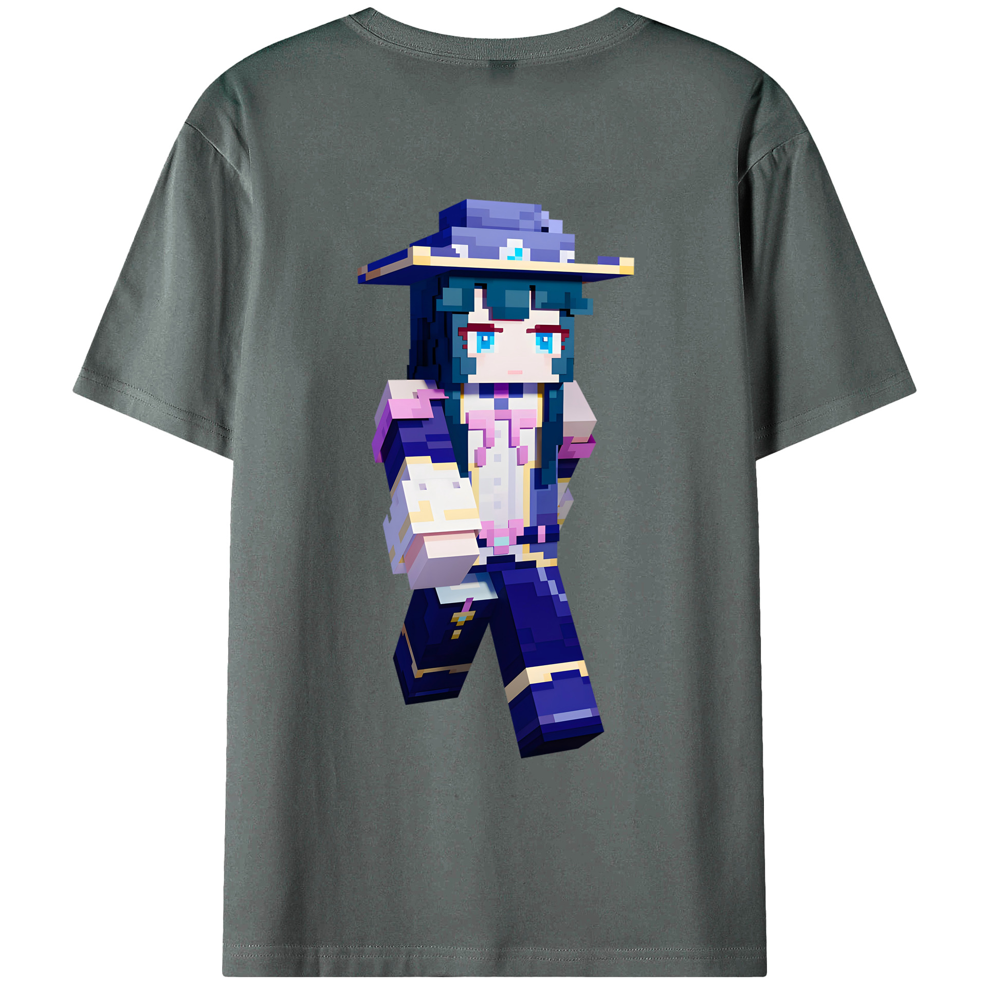 （画像用） マインクラフト ブロックの世界 Minecraft MC Block world 綿100％ メンズ半袖Tシャツ（バックプリント） 通気性